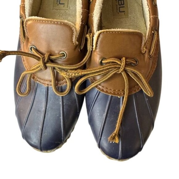 JBU By Jambu Womens Duck Shoes Size 8.5M Brown & Navy Waterproof Slip-On Rubber - Picture 2 of 6